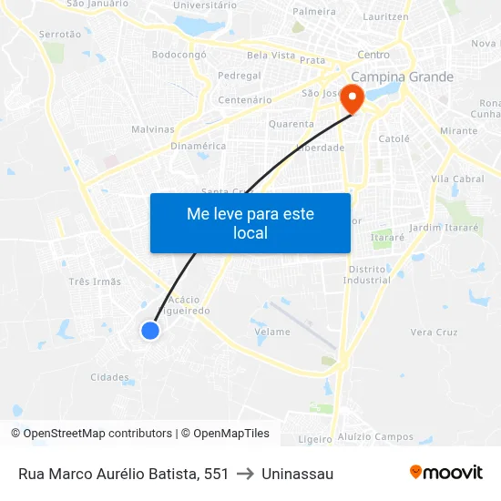 Rua Marco Aurélio Batista, 551 to Uninassau map