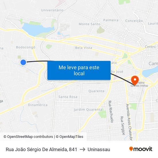 Rua João Sérgio De Almeida, 841 to Uninassau map
