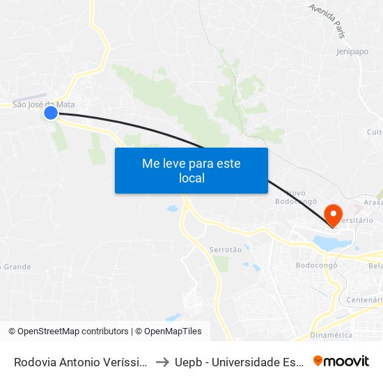 Rodovia Antonio Veríssimo De Souza, 219 to Uepb - Universidade Estadual Da Paraíba map