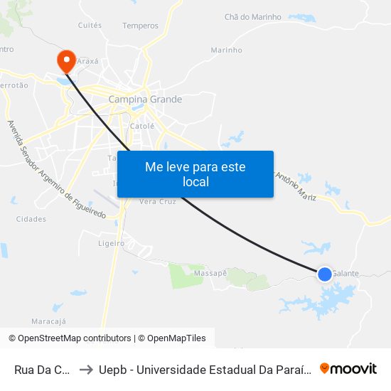 Rua Da Chã to Uepb - Universidade Estadual Da Paraíba map