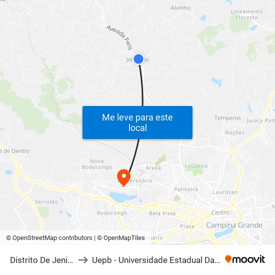 Distrito De Jenipapo to Uepb - Universidade Estadual Da Paraíba map