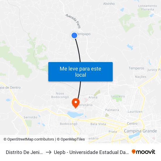 Distrito De Jenipapo to Uepb - Universidade Estadual Da Paraíba map