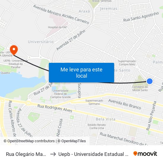 Rua Olegário Maciel, 06 to Uepb - Universidade Estadual Da Paraíba map