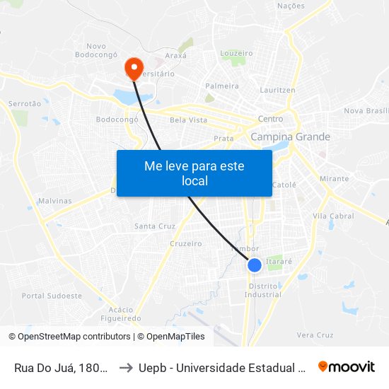 Rua Do Juá, 1802-1880 to Uepb - Universidade Estadual Da Paraíba map