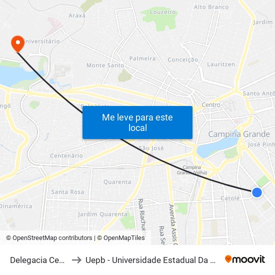 Delegacia Central to Uepb - Universidade Estadual Da Paraíba map