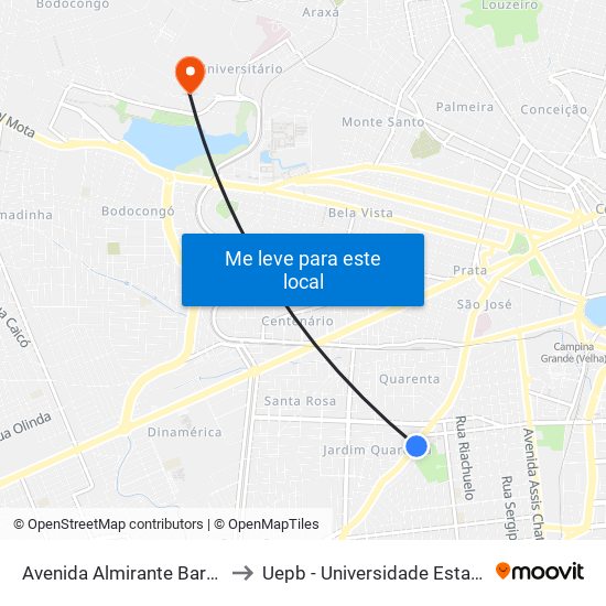 Avenida Almirante Barroso, 657-911 to Uepb - Universidade Estadual Da Paraíba map