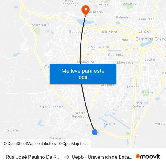 Rua José Paulino Da Rocha, 125-173 to Uepb - Universidade Estadual Da Paraíba map