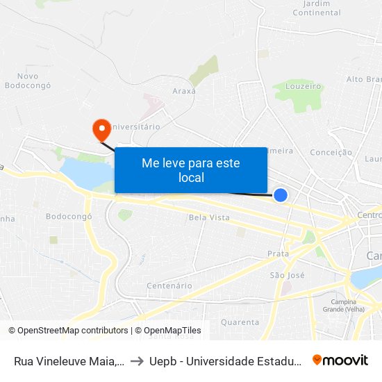 Rua Vineleuve Maia, 845-937 to Uepb - Universidade Estadual Da Paraíba map