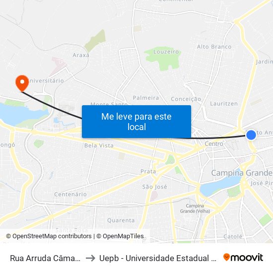 Rua Arruda Câmara, 109 to Uepb - Universidade Estadual Da Paraíba map