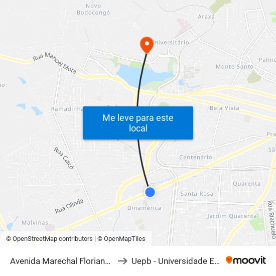 Avenida Marechal Floriano Peixoto, 2961-3445 to Uepb - Universidade Estadual Da Paraíba map