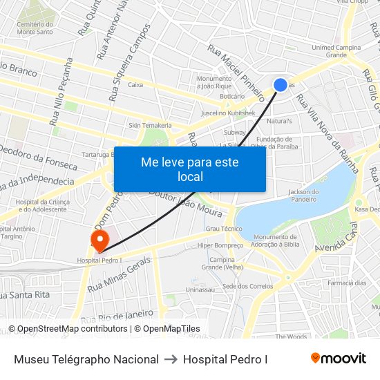 Museu Telégrapho Nacional to Hospital Pedro I map