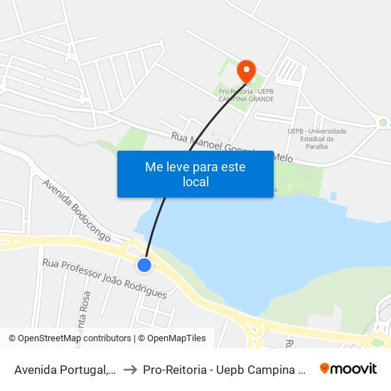 Avenida Portugal, 295 to Pro-Reitoria - Uepb Campina Grande map