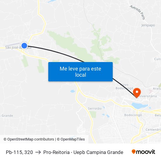 Pb-115, 320 to Pro-Reitoria - Uepb Campina Grande map