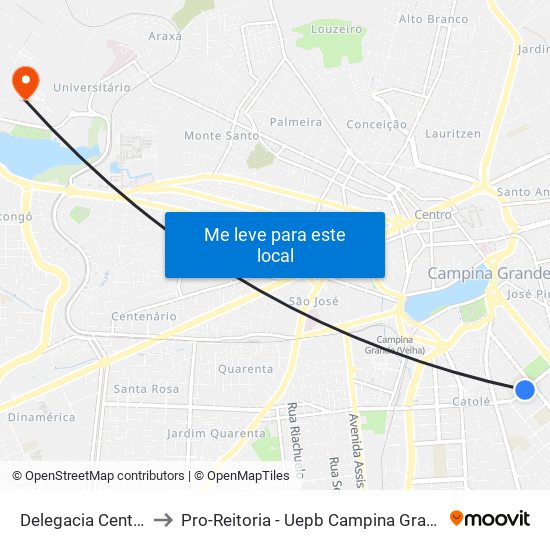 Delegacia Central to Pro-Reitoria - Uepb Campina Grande map