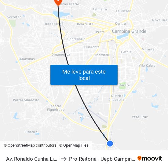 Av. Ronaldo Cunha Lima, S/N to Pro-Reitoria - Uepb Campina Grande map