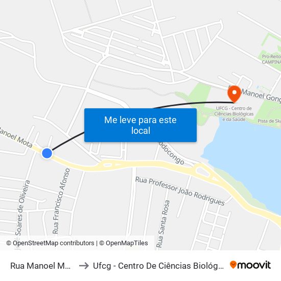 Rua Manoel Mota, 1240 to Ufcg - Centro De Ciências Biológicas E Da Saúde map