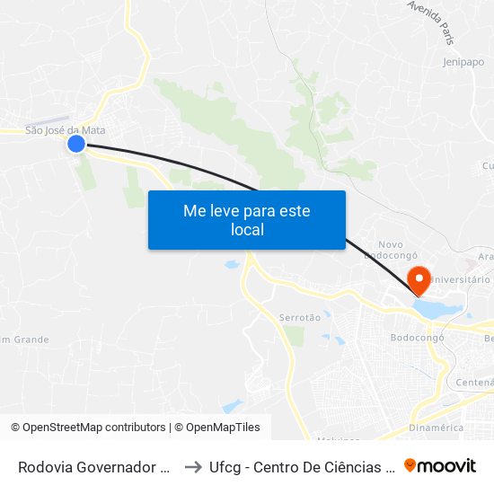 Rodovia Governador Antônio Mariz, 9152 to Ufcg - Centro De Ciências Biológicas E Da Saúde map