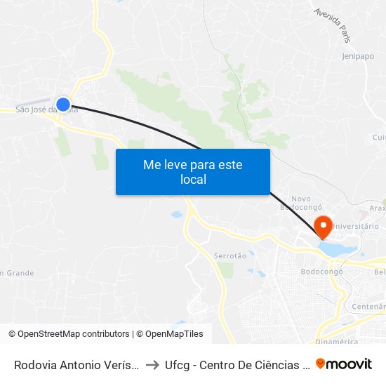 Rodovia Antonio Veríssimo De Souza, 275 to Ufcg - Centro De Ciências Biológicas E Da Saúde map