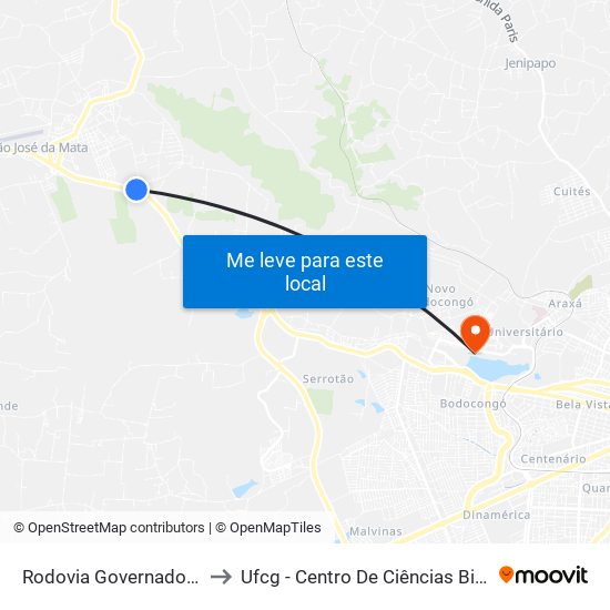 Rodovia Governador Antônio Mariz to Ufcg - Centro De Ciências Biológicas E Da Saúde map