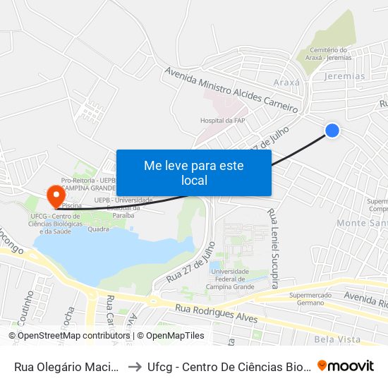 Rua Olegário Maciel, 1024-1030 to Ufcg - Centro De Ciências Biológicas E Da Saúde map