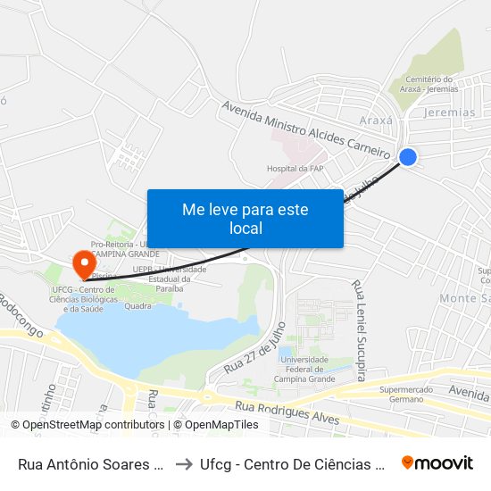 Rua Antônio Soares Da Silva, 568-612 to Ufcg - Centro De Ciências Biológicas E Da Saúde map