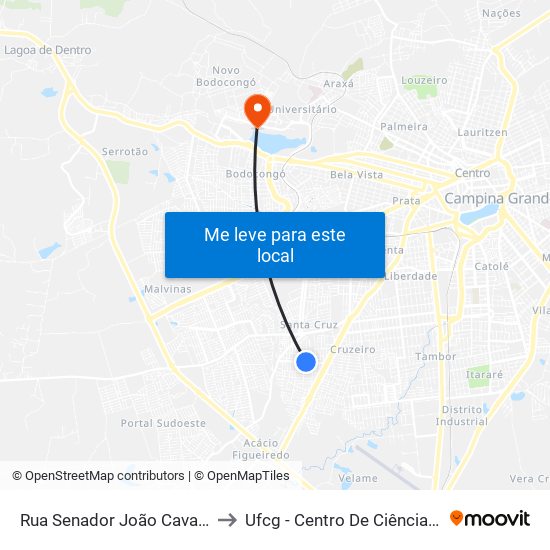 Rua Senador João Cavalcante Arruda, 369-417 to Ufcg - Centro De Ciências Biológicas E Da Saúde map