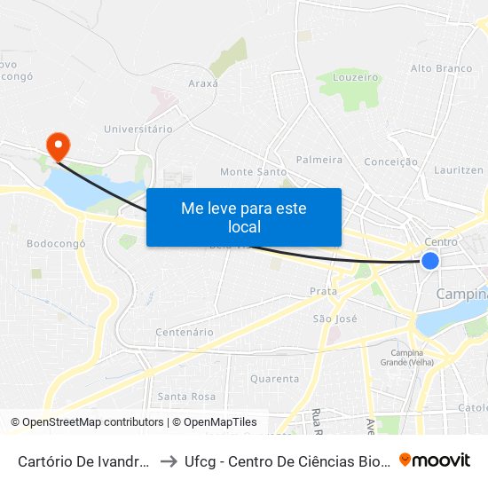 Cartório De Ivandro Cunha Lima to Ufcg - Centro De Ciências Biológicas E Da Saúde map