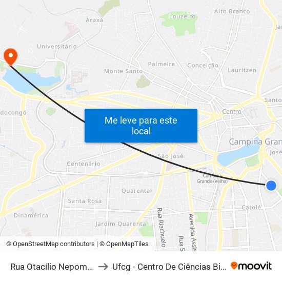Rua Otacílio Nepomuceno, 302-370 to Ufcg - Centro De Ciências Biológicas E Da Saúde map