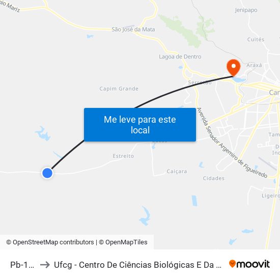 Pb-138 to Ufcg - Centro De Ciências Biológicas E Da Saúde map