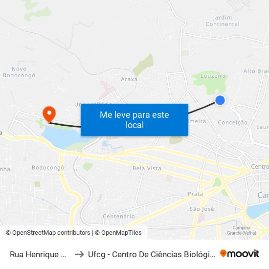 Rua Henrique Dias, 613 to Ufcg - Centro De Ciências Biológicas E Da Saúde map