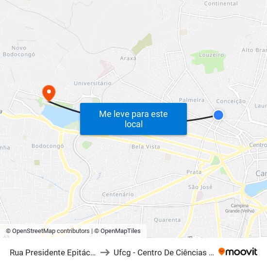 Rua Presidente Epitácio Pessoa, 412-422 to Ufcg - Centro De Ciências Biológicas E Da Saúde map