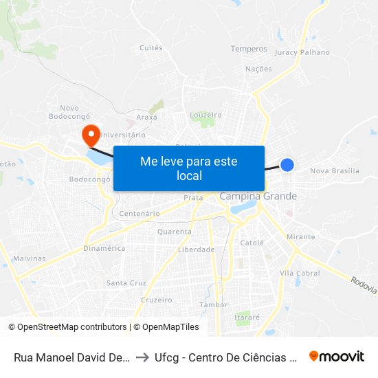 Rua Manoel David De Arruda, 367-413 to Ufcg - Centro De Ciências Biológicas E Da Saúde map