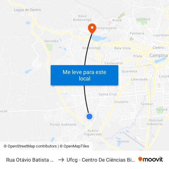 Rua Otávio Batista Cabral, 300-368 to Ufcg - Centro De Ciências Biológicas E Da Saúde map