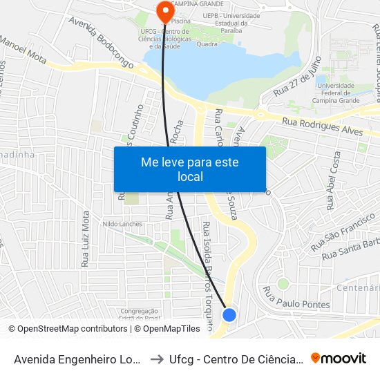 Avenida Engenheiro Lourival De Andrade, 1713 to Ufcg - Centro De Ciências Biológicas E Da Saúde map