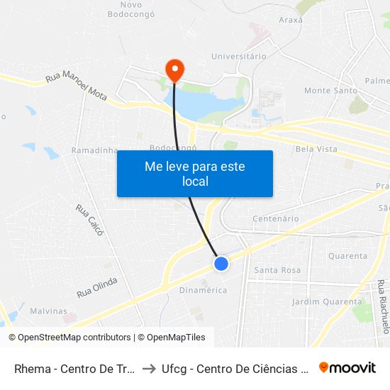 Rhema - Centro De Treinamento Bíblico to Ufcg - Centro De Ciências Biológicas E Da Saúde map
