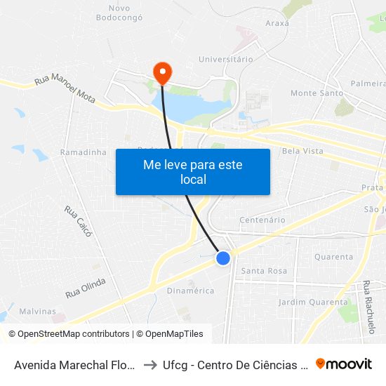 Avenida Marechal Floriano Peixoto, 2701 to Ufcg - Centro De Ciências Biológicas E Da Saúde map
