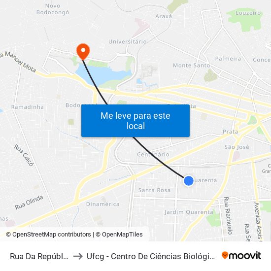 Rua Da República, 869 to Ufcg - Centro De Ciências Biológicas E Da Saúde map