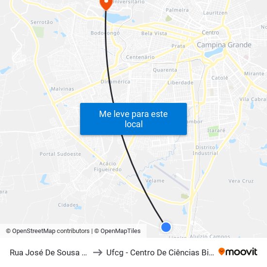 Rua José De Sousa Cavalcante, 171 to Ufcg - Centro De Ciências Biológicas E Da Saúde map