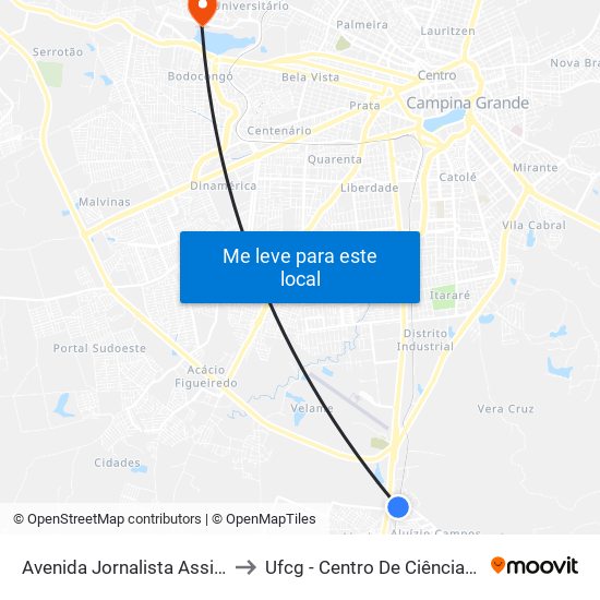 Avenida Jornalista Assis Chateaubriand, 4587 to Ufcg - Centro De Ciências Biológicas E Da Saúde map