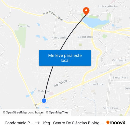 Condomínio Park Ville to Ufcg - Centro De Ciências Biológicas E Da Saúde map