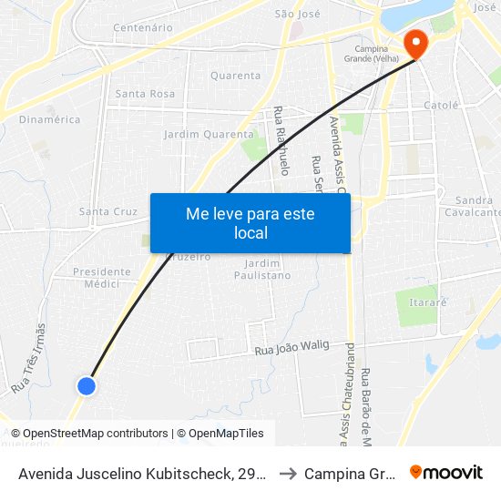 Avenida Juscelino Kubitscheck, 2974-3000 to Campina Grande map