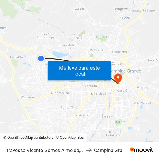 Travessa Vicente Gomes Almeida, 203 to Campina Grande map