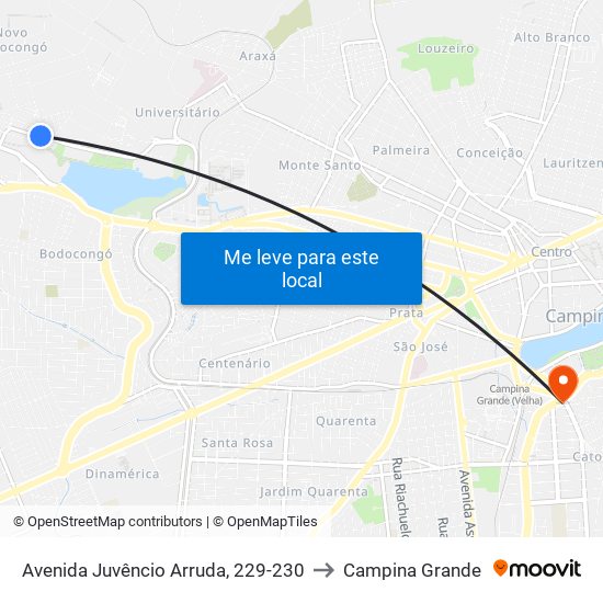 Avenida Juvêncio Arruda, 229-230 to Campina Grande map