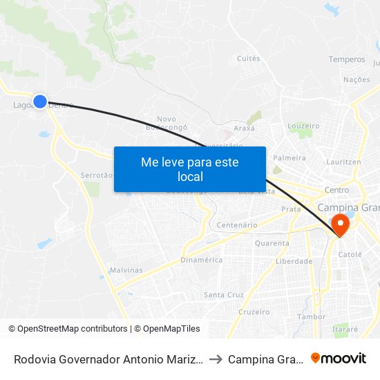 Rodovia Governador Antonio Mariz, 4000 to Campina Grande map