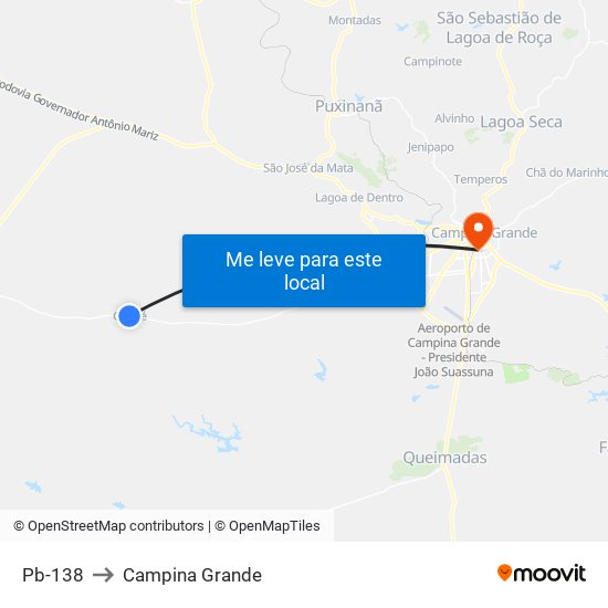 Pb-138 to Campina Grande map