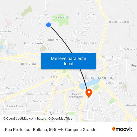Rua Professor Balbino, 595 to Campina Grande map