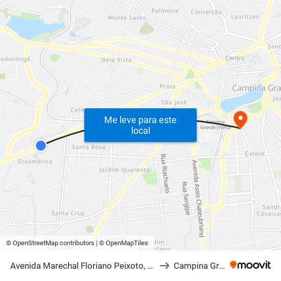 Avenida Marechal Floriano Peixoto, 2961-3445 to Campina Grande map