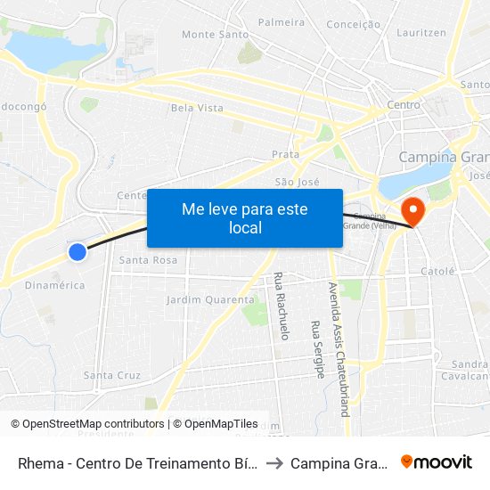 Rhema - Centro De Treinamento Bíblico to Campina Grande map