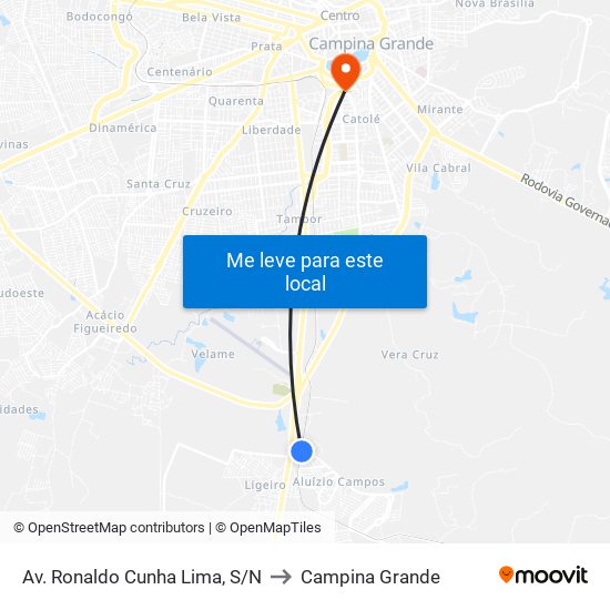 Av. Ronaldo Cunha Lima, S/N to Campina Grande map