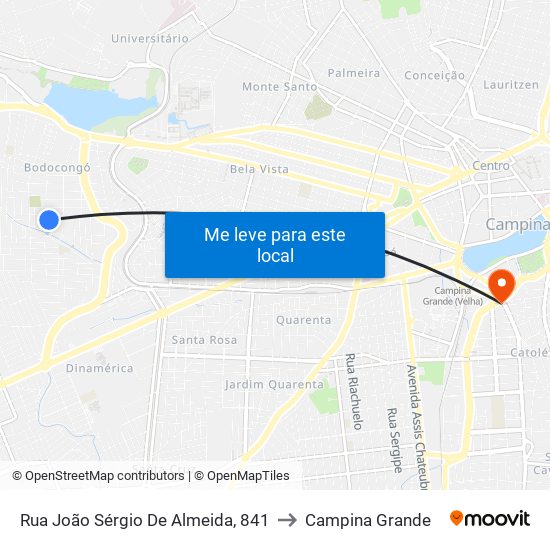 Rua João Sérgio De Almeida, 841 to Campina Grande map